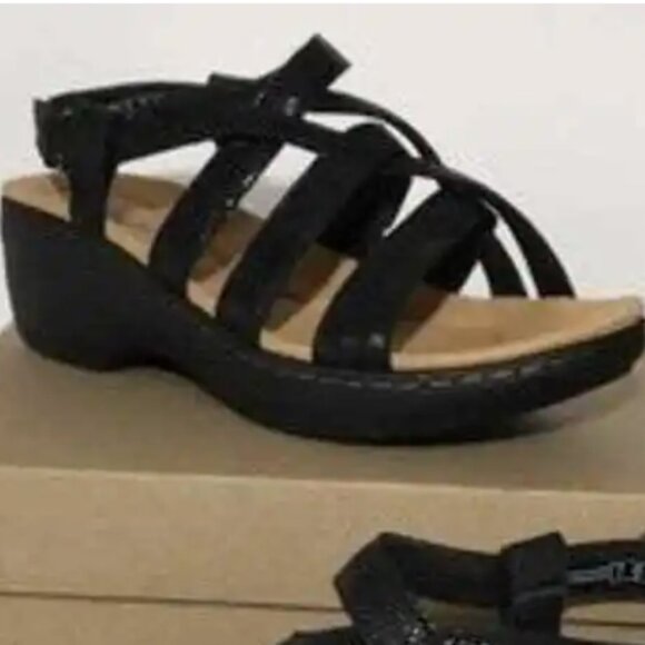 Clarks Collection Strappy Sandals Merliah Rose Black Interest - Picture 8 of 9